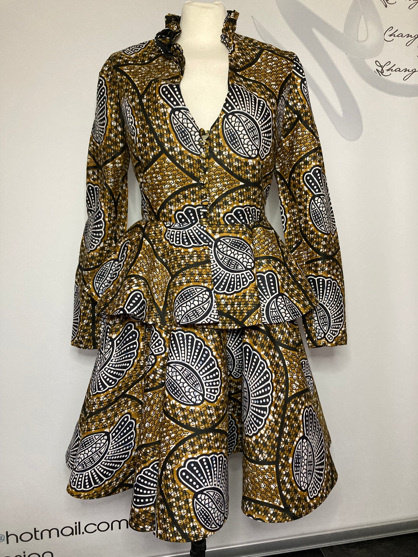 AFRICAN PRINT SKIRT & LONG SLEEVED TOP