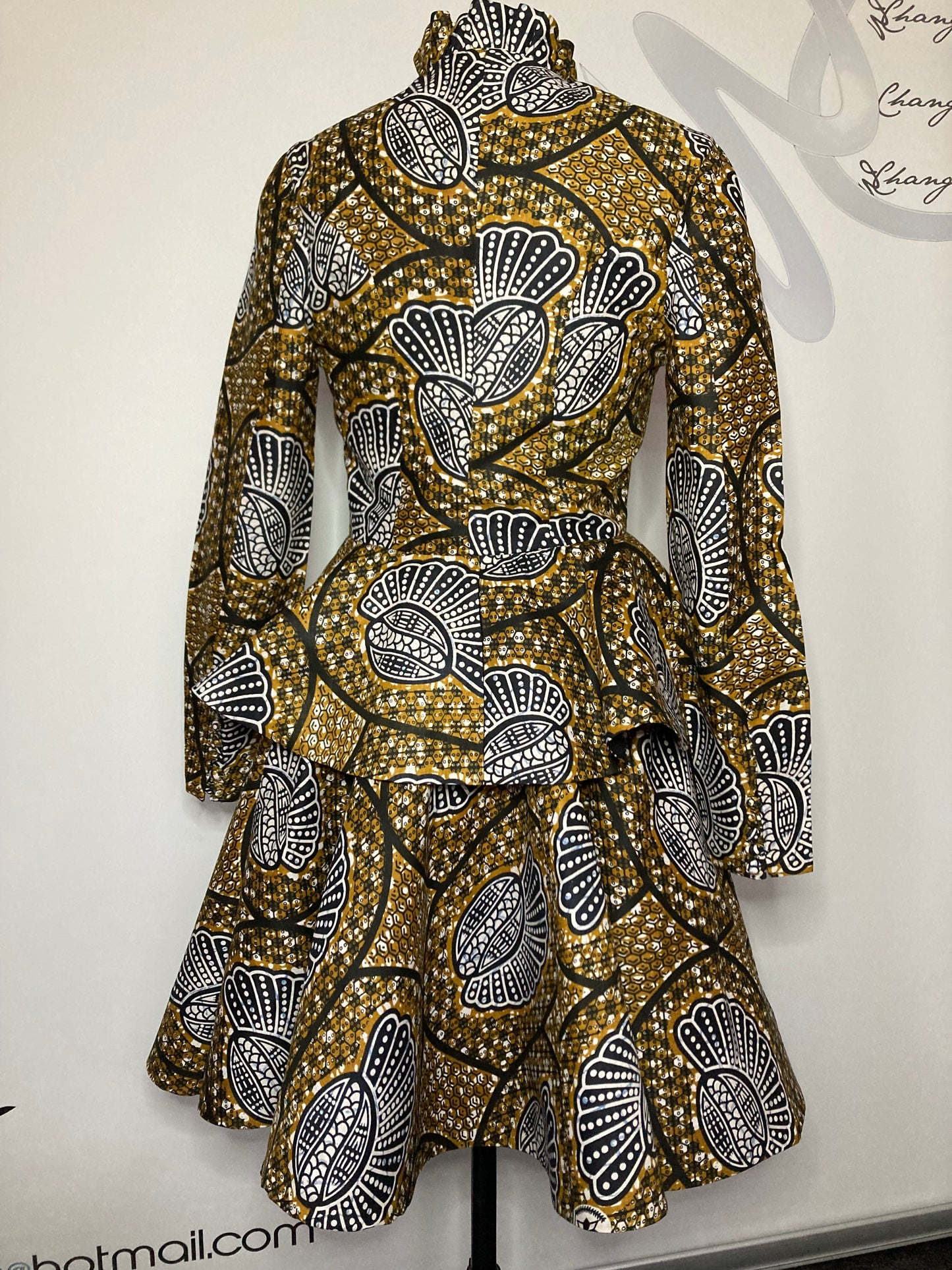 AFRICAN PRINT SKIRT & LONG SLEEVED TOP